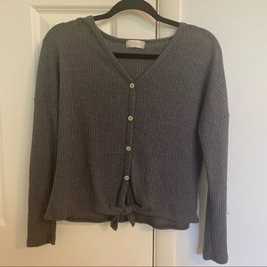 Altar'd State Women's Waffle Tie Button-Up Sweater